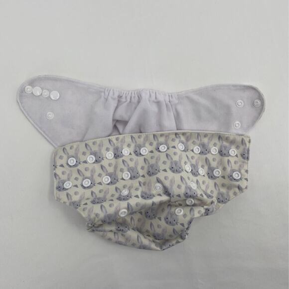 Alva Baby Diaper Covers Ivory Bunny Rabbit Adjustable Size Snaps OS - Picture 7 of 7